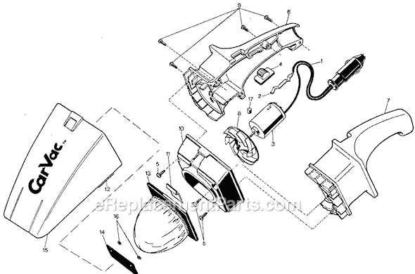 Page A Diagram and Parts List for 9509 Type 3 Black and Decker Utility Vacuum